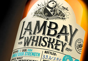 
                  
                    Charger l&amp;#39;image dans la galerie, Close up image of Lambay Whiskey bottle packaging logo. 
                  
                