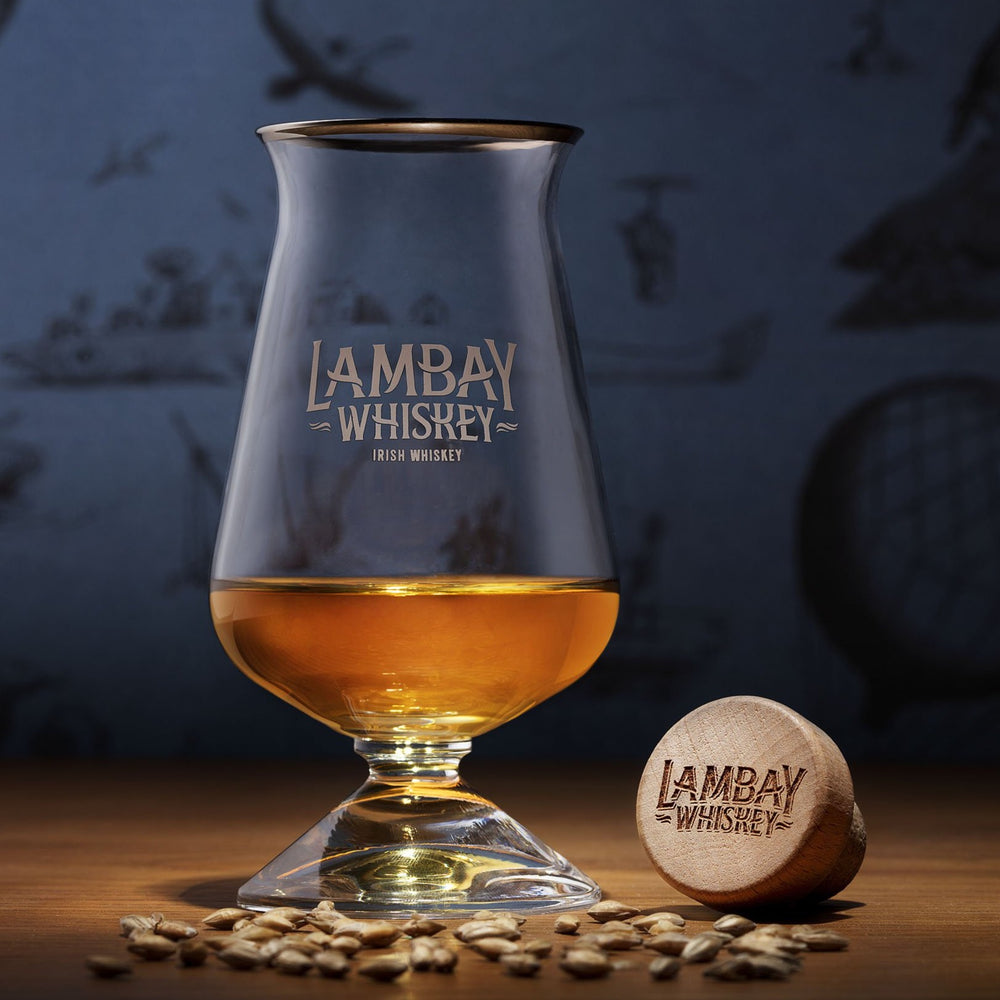 
                  
                    Load image into Gallery viewer, LAMBAY TUATH WHISKEY GLASS &amp;amp; GIFT BOX IN ACTION- LAMBAY WHISKEY
                  
                